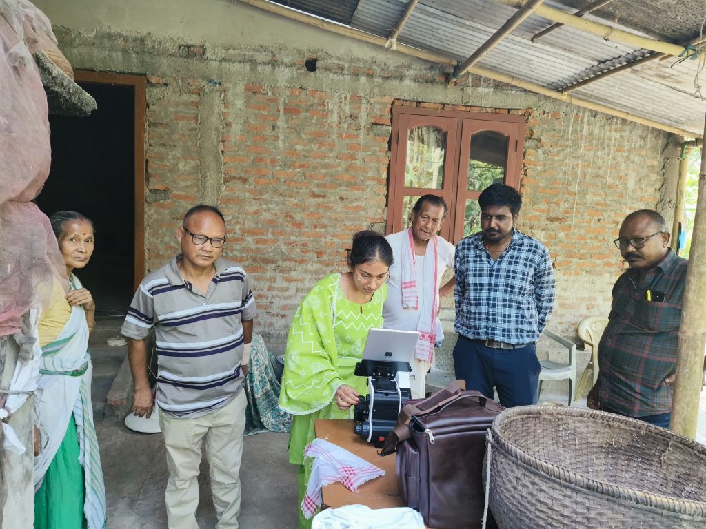 Cilika microscope in action for detection of silkworm diseases by scientists and farmers